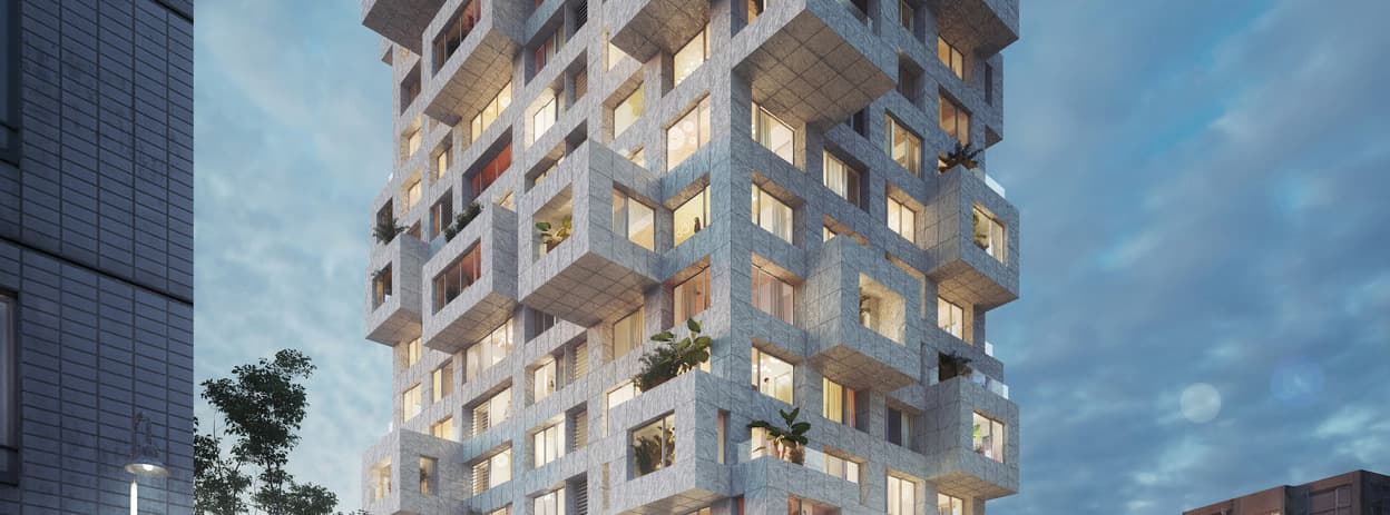 نمای کلی برج مسکونی MVRDV در تایوان